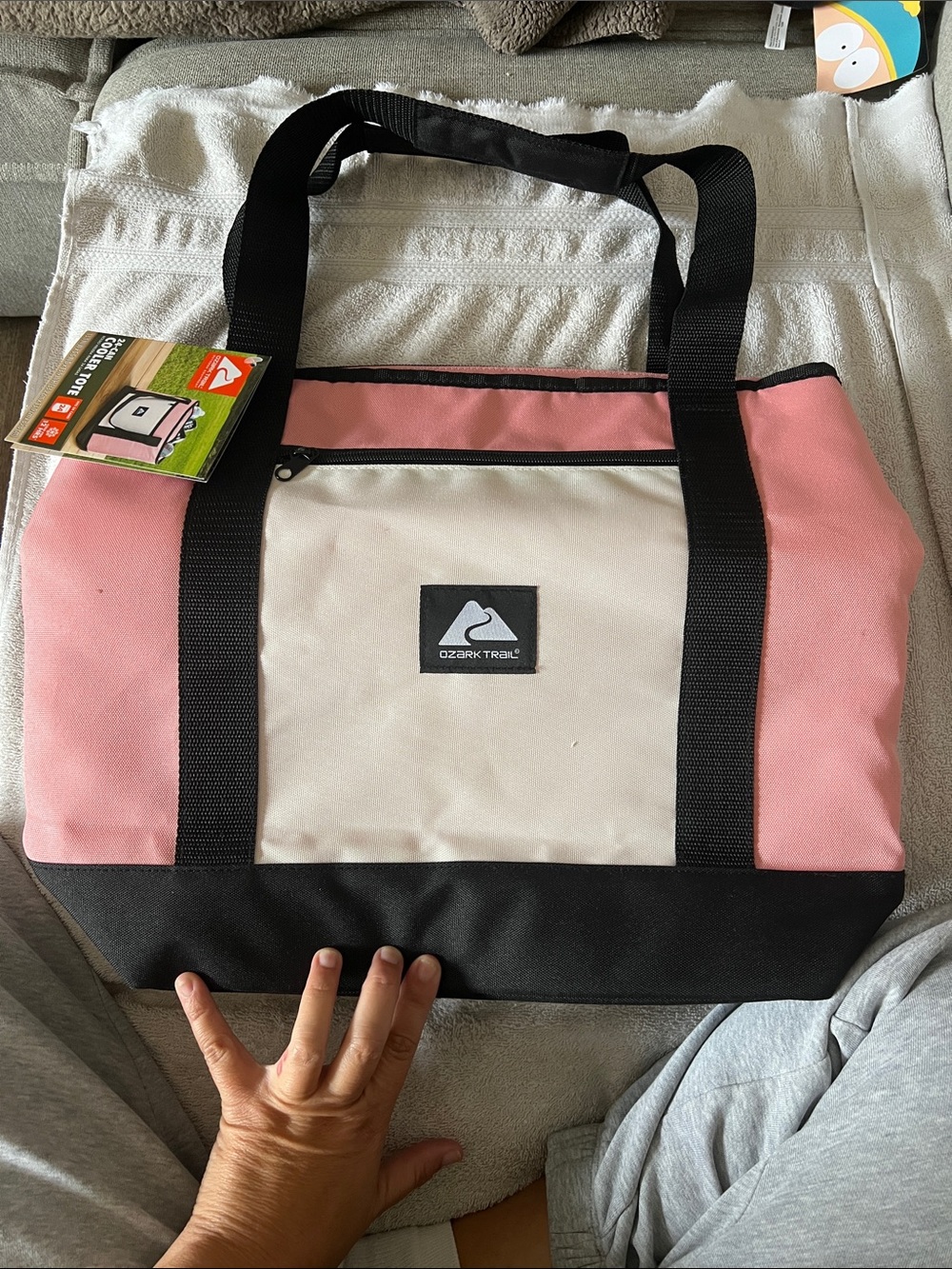 Ozark Trail Pink Cream and Black Tote with Front Pocket. Cooler